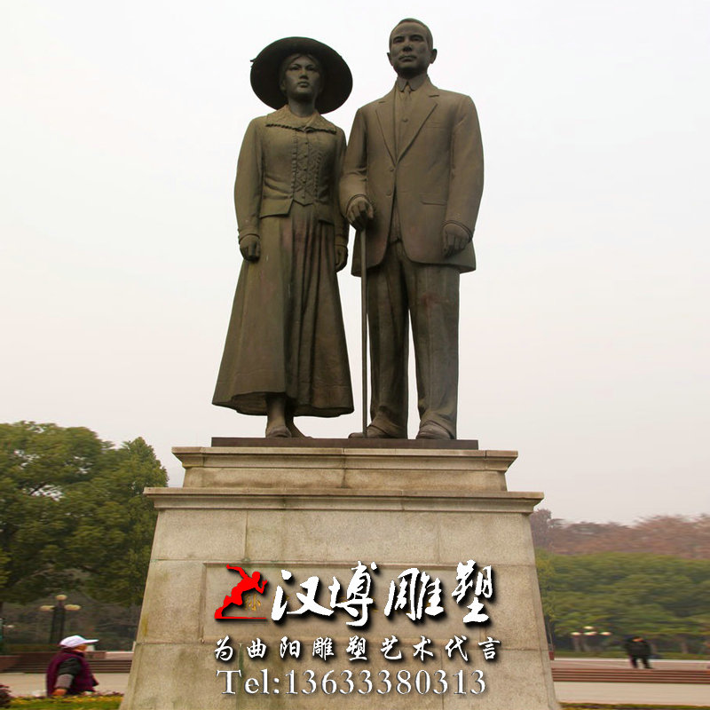 孙中山与夫人人物雕像,玻璃钢雕塑,人物雕像