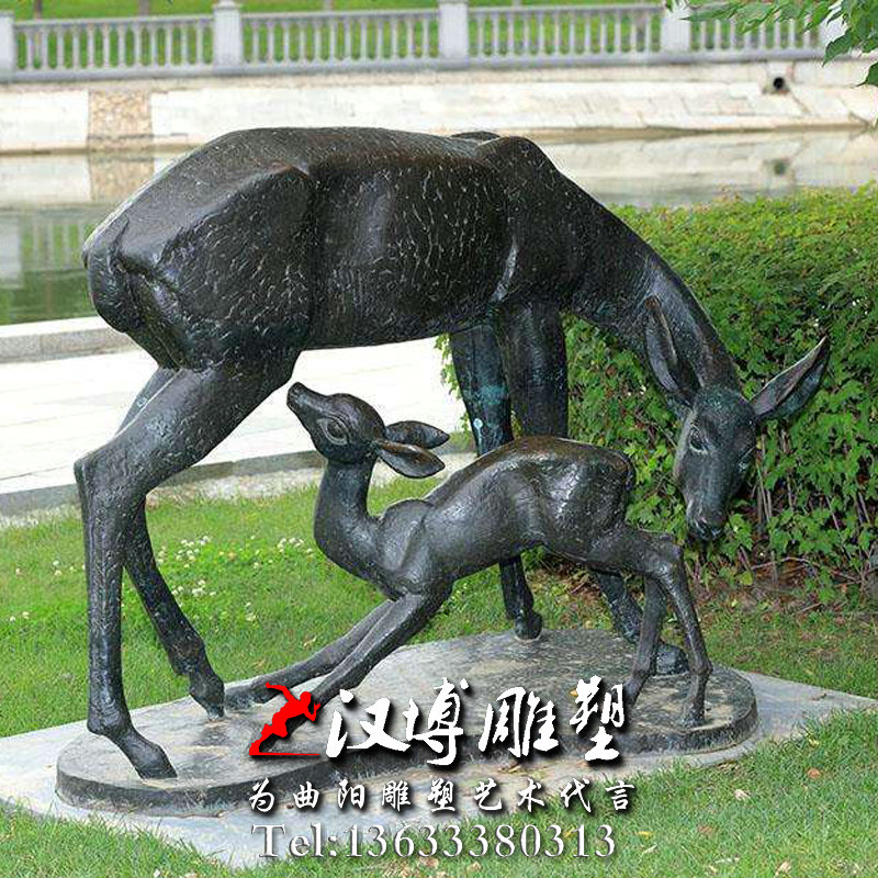 动物小鹿雕塑,玻璃钢铜雕,广场景观雕塑