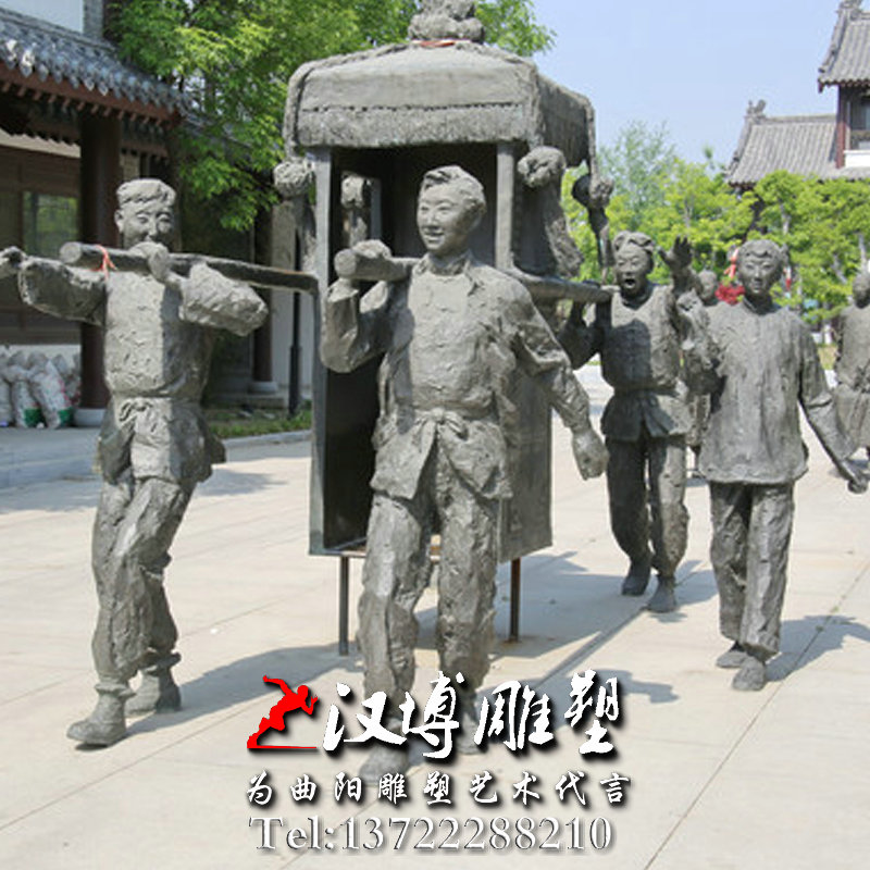 迎亲抬轿子雕塑,民俗文化雕塑,园林景观雕塑