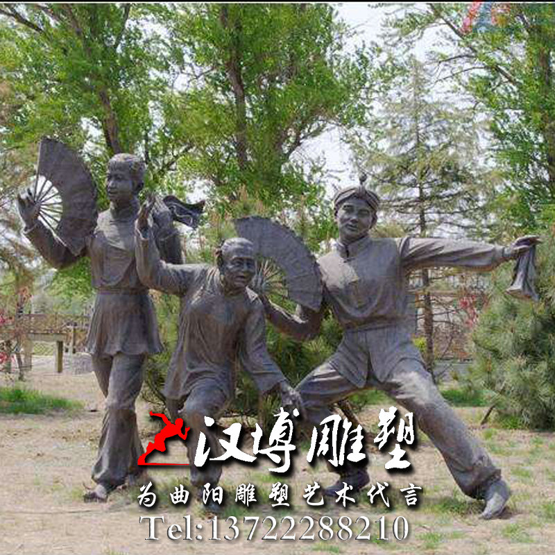 民俗文化雕塑,扭秧歌人物雕像,园林景观雕塑