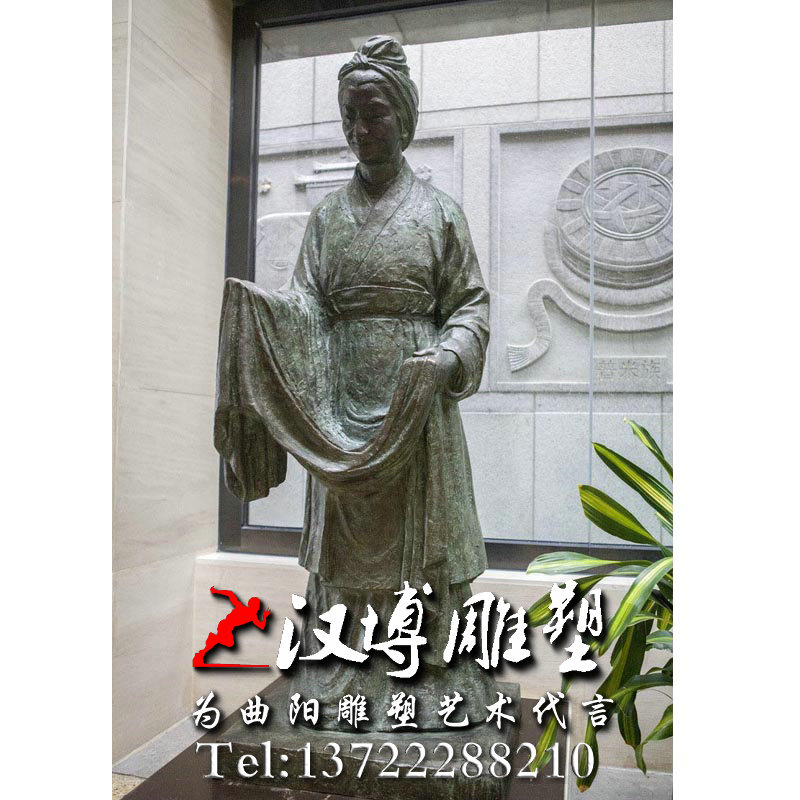 玻璃钢铸铜雕塑,古代黄道婆人物雕像,景观雕塑