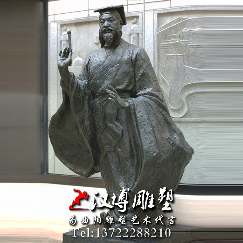 玻璃钢铸铜雕塑,古代人物雕塑,王羲之人物雕像