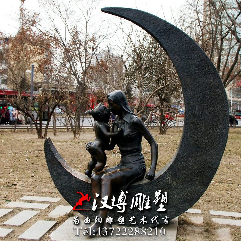 公园母子人物雕像,景观雕塑,玻璃钢铜雕