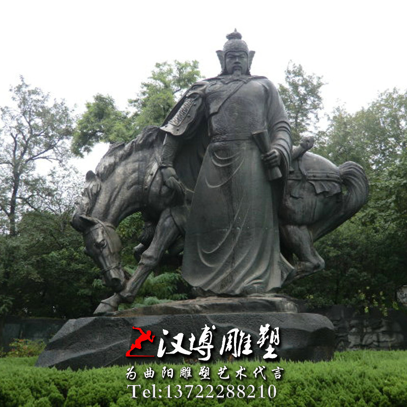玻璃钢铸铜雕塑,岳飞人物雕像,名人雕塑