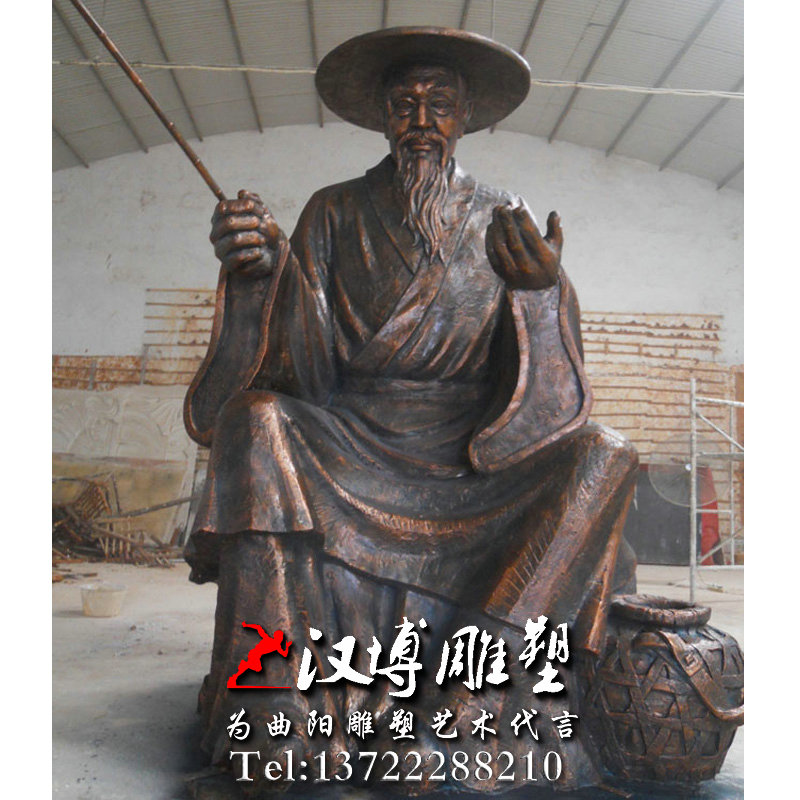 玻璃钢铸铜雕塑,名人雕塑,姜子牙人物雕像