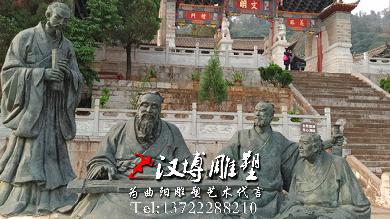 孔子抚琴雕塑,人物雕像,园林景观雕塑