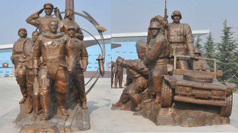 八路军铜雕,传统工艺雕塑,公园景观雕像